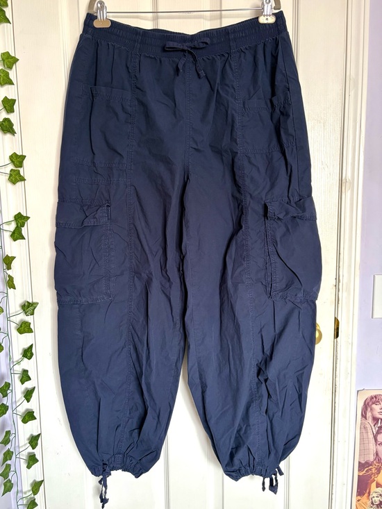 aerie Pants - Aerie Navy Baggy/Wide leg Cargo Pants with Drawstring Cuffs